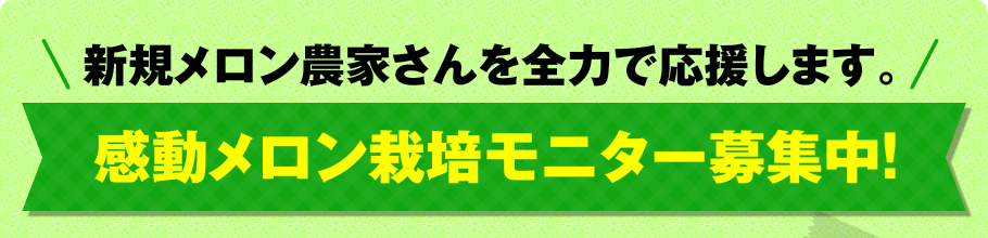 新規メロン農家さんを全力で応援します。感動メロン栽培モニター募集中！